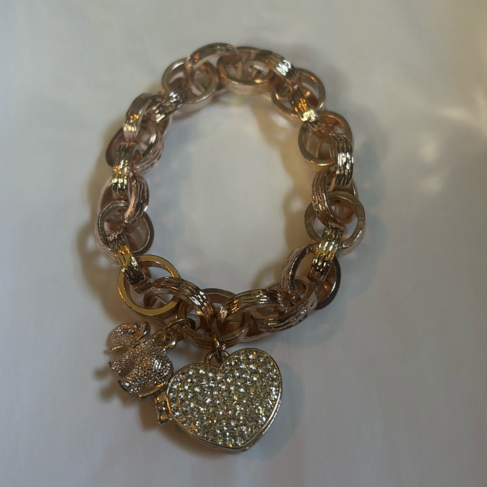 Crystal Locket Elephant Bracelet Rose Gold Costume Jewelry NEW